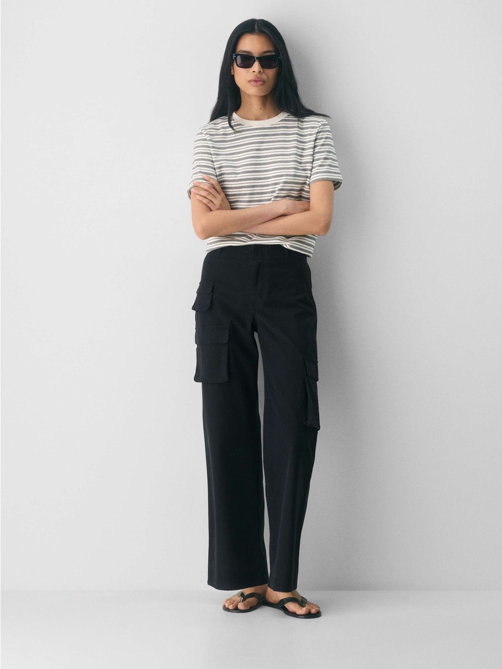 TNA Black Wide-Leg picture pant / cargo pant